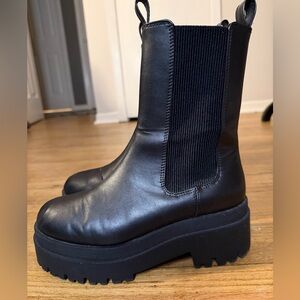 Divided Black Chunky Moto Boots